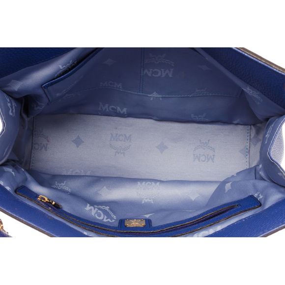 MCM Blue Leather Chain Shoulder Bag - Picture 8 of 8